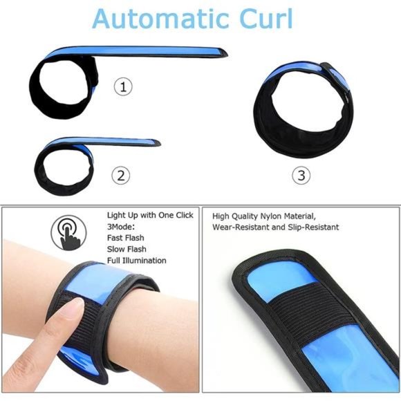 Pack of 6 LED Light Up Band Slap Bracelets Night Safety Wrist Band for Cycling - Picture 4 of 7